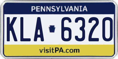 PA license plate KLA6320