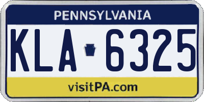 PA license plate KLA6325