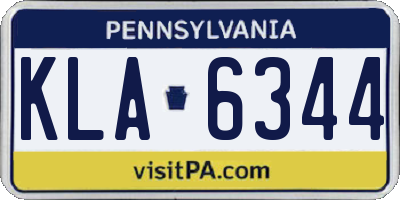 PA license plate KLA6344