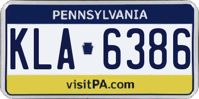 PA license plate KLA6386