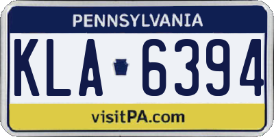 PA license plate KLA6394
