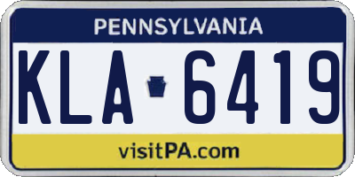 PA license plate KLA6419