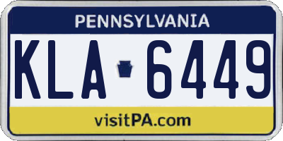 PA license plate KLA6449
