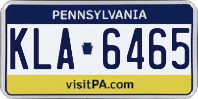 PA license plate KLA6465