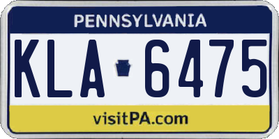 PA license plate KLA6475
