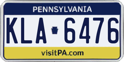 PA license plate KLA6476