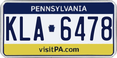 PA license plate KLA6478