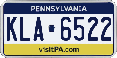 PA license plate KLA6522