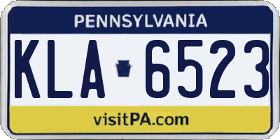 PA license plate KLA6523