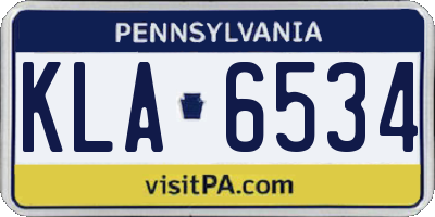 PA license plate KLA6534