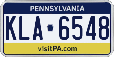 PA license plate KLA6548