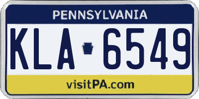 PA license plate KLA6549