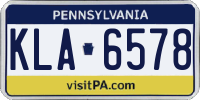 PA license plate KLA6578