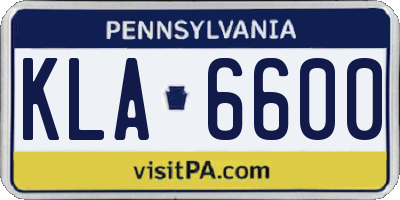 PA license plate KLA6600