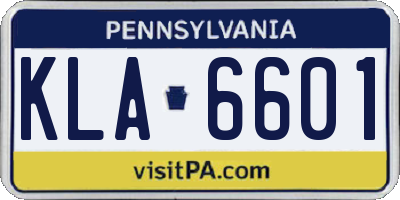 PA license plate KLA6601