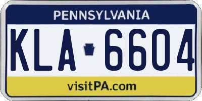 PA license plate KLA6604