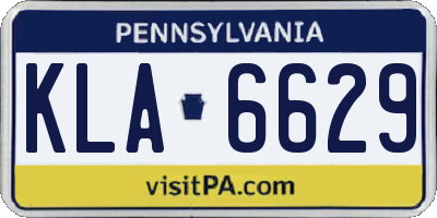 PA license plate KLA6629