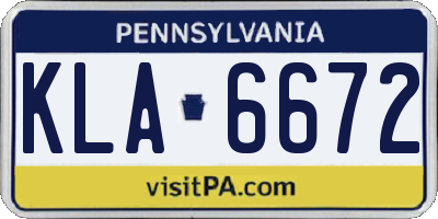 PA license plate KLA6672