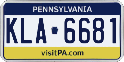 PA license plate KLA6681