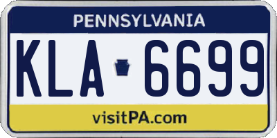PA license plate KLA6699