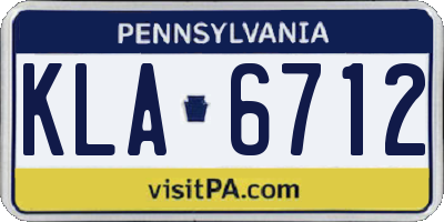 PA license plate KLA6712