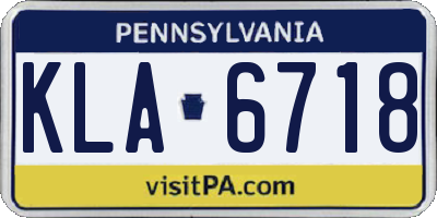 PA license plate KLA6718