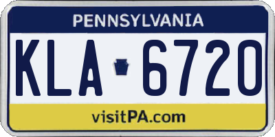 PA license plate KLA6720