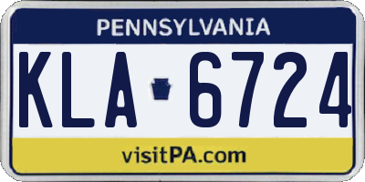 PA license plate KLA6724
