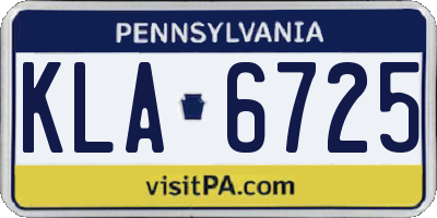 PA license plate KLA6725