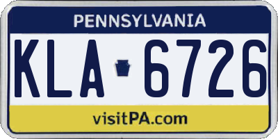 PA license plate KLA6726