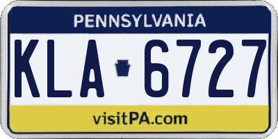 PA license plate KLA6727