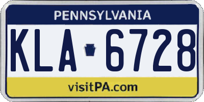 PA license plate KLA6728