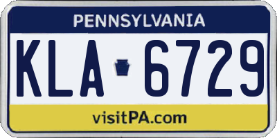 PA license plate KLA6729