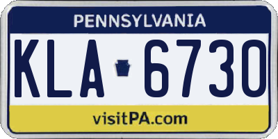 PA license plate KLA6730