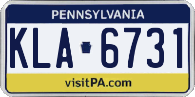 PA license plate KLA6731