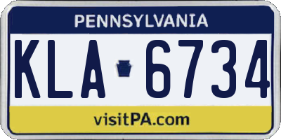 PA license plate KLA6734