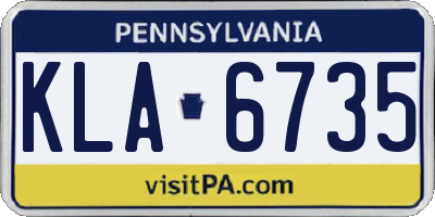 PA license plate KLA6735