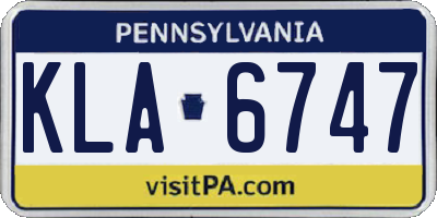 PA license plate KLA6747