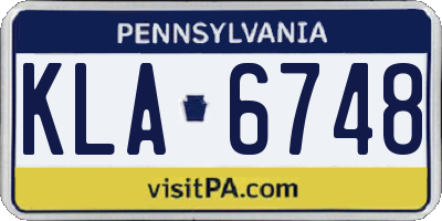 PA license plate KLA6748