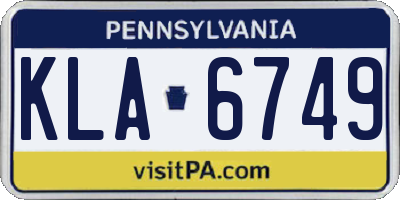PA license plate KLA6749