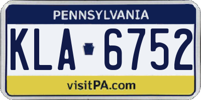 PA license plate KLA6752