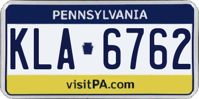 PA license plate KLA6762
