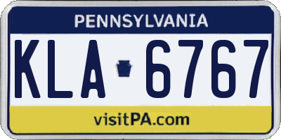 PA license plate KLA6767