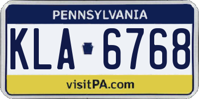 PA license plate KLA6768