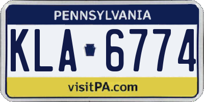 PA license plate KLA6774