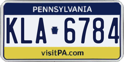 PA license plate KLA6784