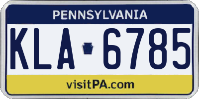 PA license plate KLA6785
