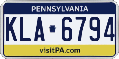 PA license plate KLA6794