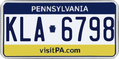 PA license plate KLA6798