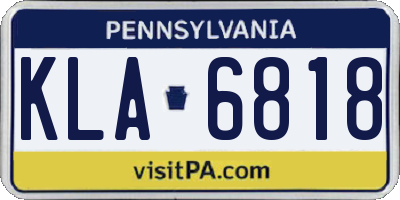 PA license plate KLA6818